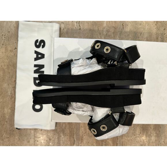 NEW Sandro Rhinestone Hook and Loop Sandals Black size 36 / 5.5 - Picture 12 of 12